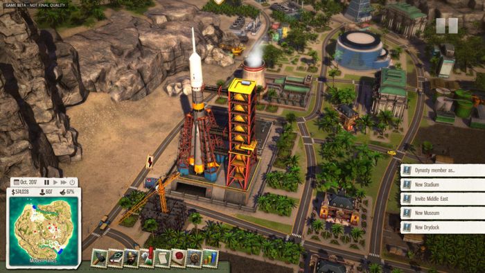 Hình ảnh về một tên lửa trong Tropico 5.