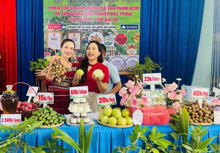 Phiên livestream do Mặt trận và các hội, đoàn thể xã Ia Pa tổ chức nhằm giới thiệu, quảng bá các sản phẩm OCOP và nông sản đặc trưng của địa phương. Ảnh: Vũ Chi