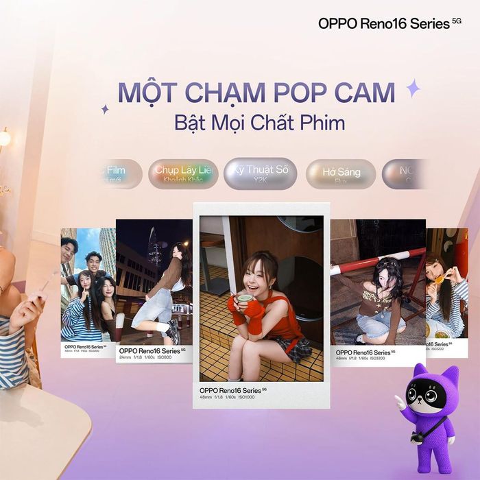 Tính năng một chạm POP Cam của Reno16 Series giúp tạo ra những bức ảnh đậm chất hoài cổ