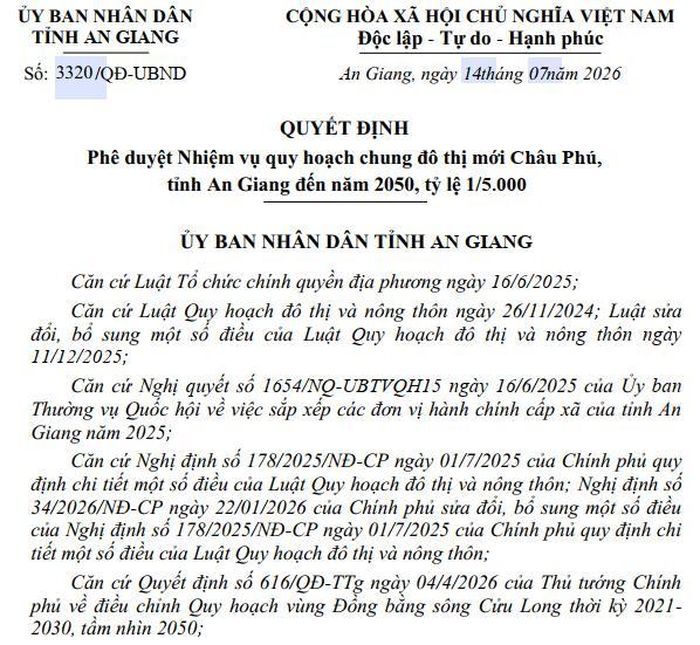 Quy hoạch đô thị mới Châu Phú sẽ nghiên cứu bổ sung tính chất chức năng phù hợp với định hướng phát triển vùng.