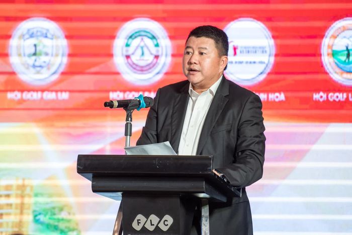Ông Mai Xuân Thông, Chủ tịch Hội Golf Thanh Hóa, Trưởng ban Tổ chức giải phát biểu tại lễ công bố - Ảnh: P.V