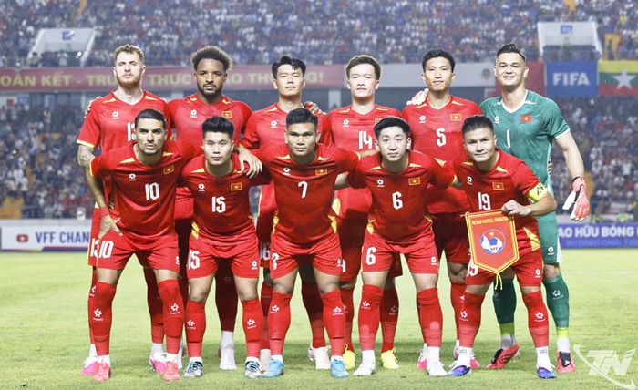 Đội hình ra sân của Đội tuyển Việt Nam.