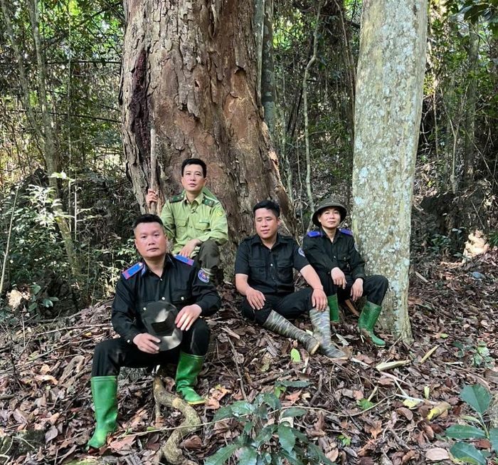 Lực lượng kiểm lâm phối hợp với cán bộ Ban Quản lý rừng đặc dụng Nà Hang tuần tra bảo vệ rừng