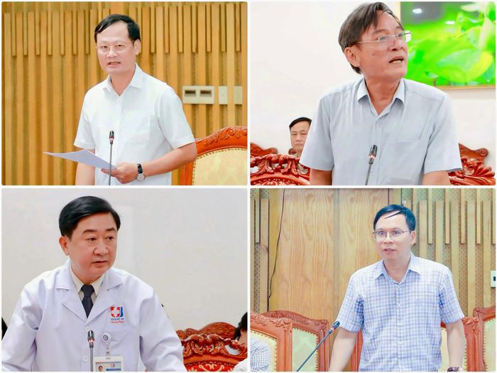 Đại biểu các sở, ngành, đơn vị phát biểu tại buổi làm việc của Đoàn ĐBQH tỉnh Nghệ An