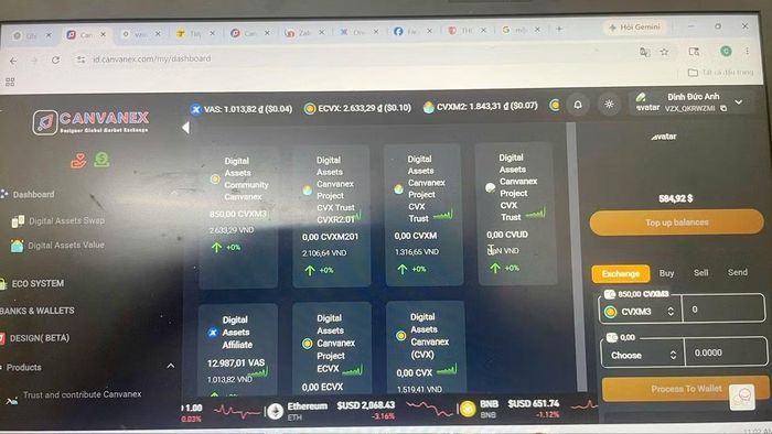 Giao diện trang web http://id.canvanex.com.