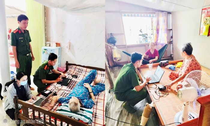 Công an xã Đầm Dơi và đơn vị chức năng đến tận nhà thu mẫu sinh phẩm ADN cho 2 trường hợp thân nhân liệt sĩ khó khăn trong đi lại.