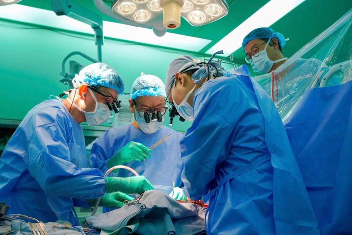 Ê-kíp ghép tim tập trung cao độ trong từng công đoạn nhằm đưa trái tim hiến tiếp tục đập trong lồng ngực người nhận.