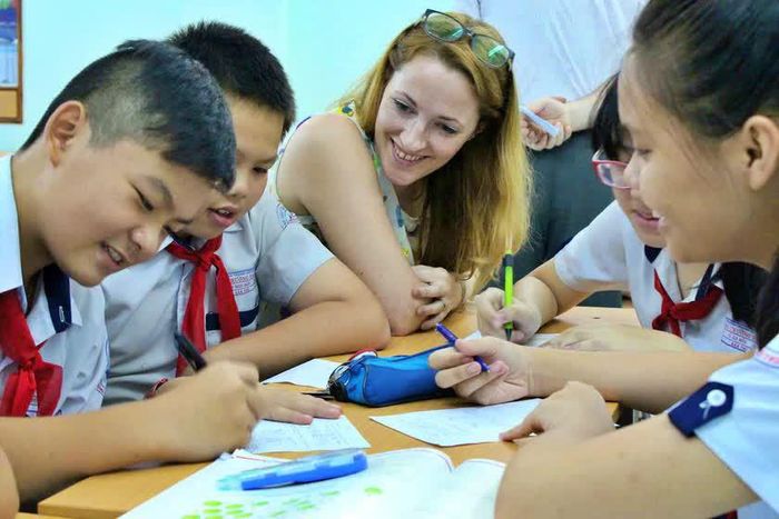 Học sinh giờ học Tiếng Anh tại Thành phố Hồ Chí Minh.