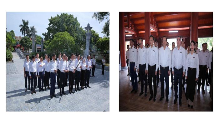 Tổng Kiểm toán nhà nước Nguyễn Hữu Nghĩa cùng Đoàn công tác của KTNN dâng hương, dâng hoa tưởng niệm các Anh hùng liệt sĩ tại Đền thờ liệt sĩ tỉnh Ninh Bình. Ảnh: Diệu Thiện