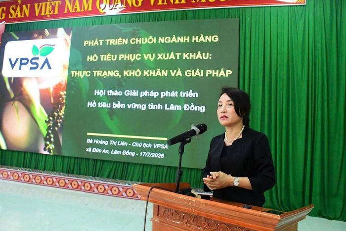 Bà Hoàng Thị Liên, Chủ tịch Hiệp hội Hồ tiêu và Cây gia vị Việt Nam (VPSA)