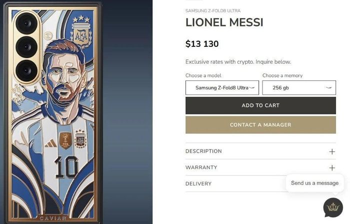 Thiết kế mặt lưng của Galaxy Z Fold 8 Ultra “Lionel Messi” do Caviar công bố.