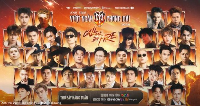 "Anh trai vượt ngàn chông gai 2026" có sự tham gia của 34 nghệ sĩ từ nhiều lĩnh vực. Ảnh chụp màn hình