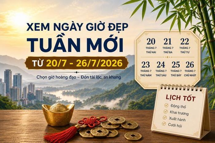 Ngày giờ đẹp tuần mới từ 20/7 - 26/7/2026. Ảnh AI