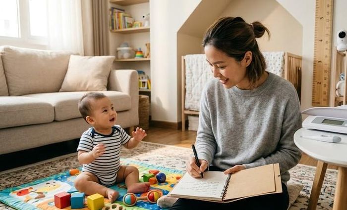 Cha mẹ nên ghi lại thói quen ăn ngủ, số đo tăng trưởng và những thay đổi trong giao tiếp, vận động của trẻ trước buổi khám định kỳ
