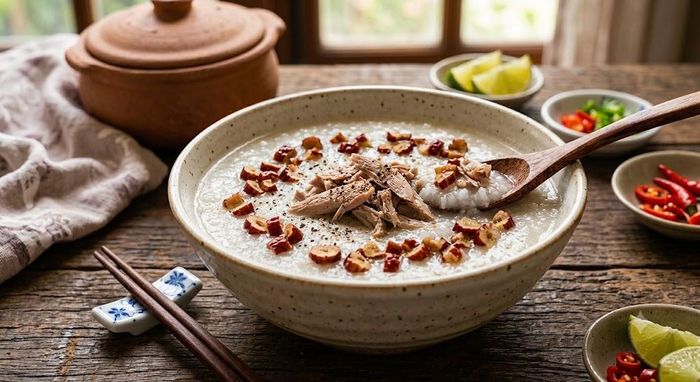 Cháo chim bồ câu táo đỏ bổ khí huyết, dưỡng tâm, kiện tỳ.