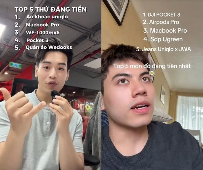 Trào lưu Top 5 thứ đáng tiền để mua được cư dân mạng hưởng ứng.