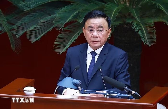 Đồng chí Trần Cẩm Tú, Ủy viên Bộ Chính trị, Thường trực Ban Bí thư phát biểu. Ảnh: Dương Giang/TTXVN.