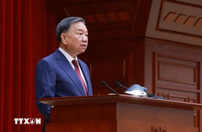 Tổng Bí thư, Chủ tịch nước Tô Lâm phát biểu khai mạc Hội nghị lần thứ 3 Ban Chấp hành Trung ương Đảng khóa XIV. Ảnh: Dương Giang/TTXVN.