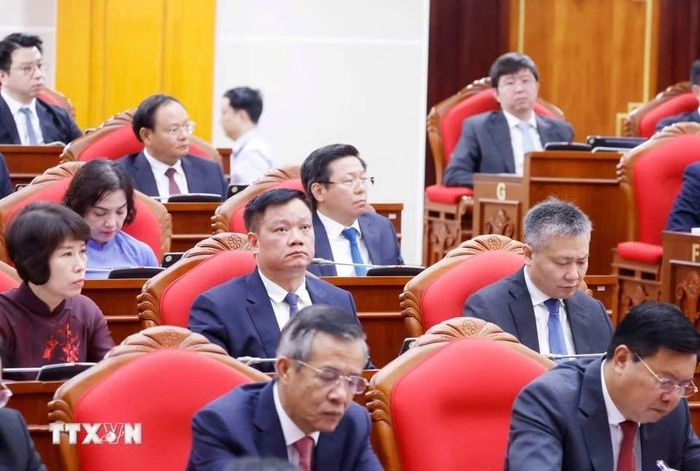 Các đại biểu tham dự Hội nghị lần thứ 3 Ban Chấp hành Trung ương Đảng khóa XIV. Ảnh: Thống Nhất/TTXVN.