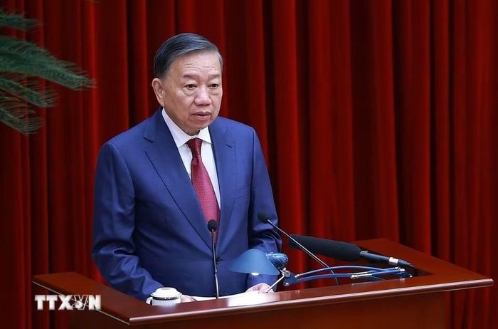 Tổng Bí thư, Chủ tịch nước Tô Lâm phát biểu khai mạc Hội nghị lần thứ 3 Ban Chấp hành Trung ương Đảng khóa XIV. Ảnh: Dương Giang/TTXVN.