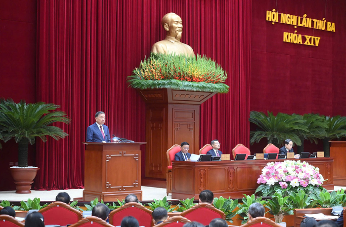 Tổng Bí thư, Chủ tịch nước Tô Lâm phát biểu khai mạc Hội nghị Trung ương 3 khóa XIV.