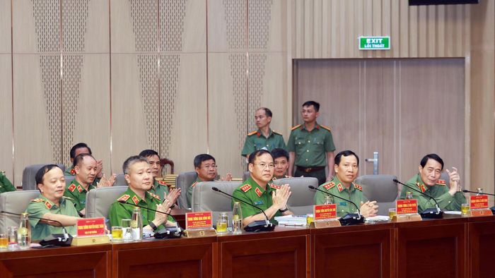 Lãnh đạo Bộ Công an tại lễ tổng kết. Ảnh: MINH HẢI