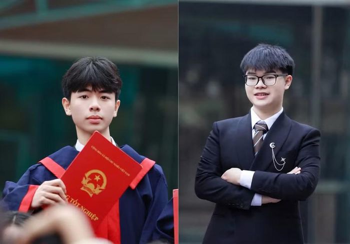 Em Phùng Quang Hưng (bên trái) và em Thân Đức Chính.