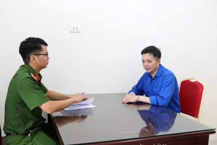 Bị can Nguyễn Văn Thương tại cơ quan công an.