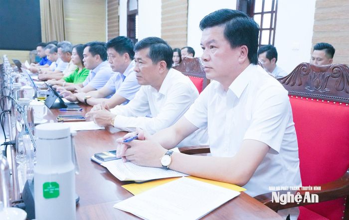 Các đồng chí lãnh đạo tỉnh và các tổ chức chính trị - xã hội tham dự cuộc làm việc. Ảnh: Mai Hoa