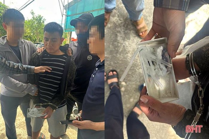 Cơ quan công an bắt quả tang Nguyễn Văn Hoàng về hành vi mua bán trái phép chất ma túy.