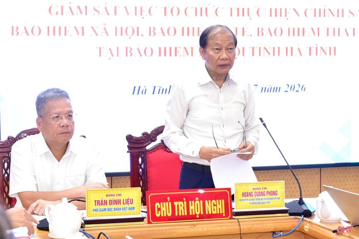 Đồng chí Hoàng Quang Phòng - Phó Chủ tịch Liên đoàn Thương mại và Công nghiệp Việt Nam, Ủy viên Hội đồng Quản lý BHXH Việt Nam kết luận buổi làm việc.
