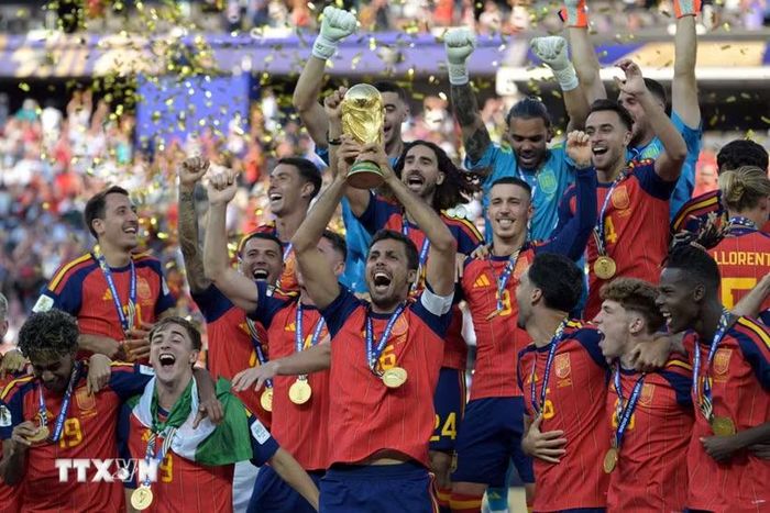 Tây Ban Nha lần thứ 2 trong lịch sử giảnh chức vô địch World Cup. (Ảnh: AFP/TTXVN)