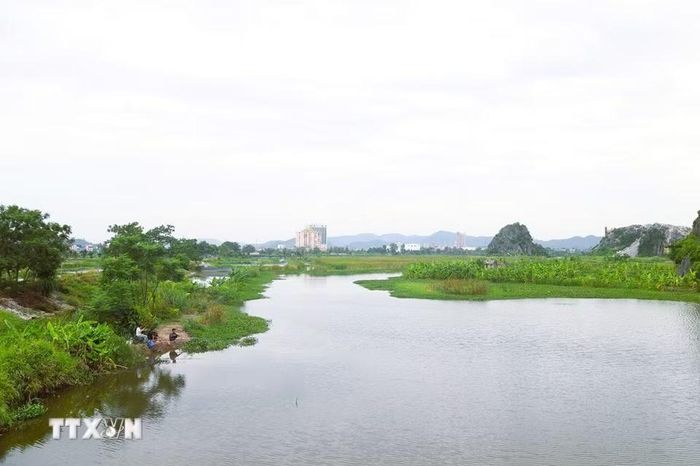Kênh Nhà Lê đấu nối với những con sông tự nhiên, tạo nên những vùng đầm, hồ nước ngọt rộng lớn. (Ảnh: Xuân Tiến/TTXVN)