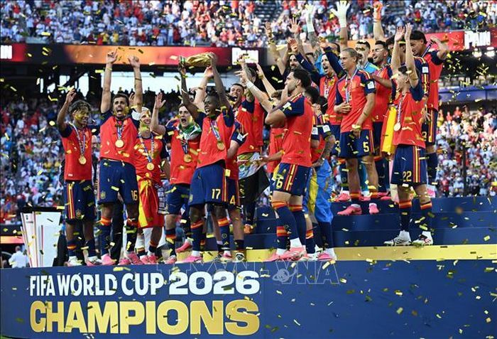 Phút đăng quang vô địch World Cup 2026 của đội tuyển Tây Ban Nha. Ảnh: THX/TTXVN phát