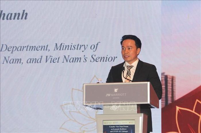 Ông Ngô Chung Khanh, Phó Vụ trưởng Vụ Chính sách thương mại đa biên, Bộ Công Thương phát biểu.