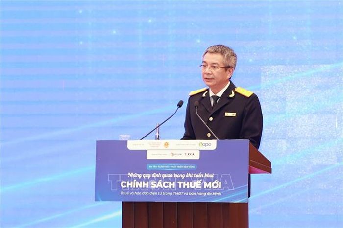 Ông Mai Xuân Thành, Cục trưởng Cục Thuế (Bộ Tài chính) phát biểu khai mạc Hội thảo. Ảnh: TTXVN