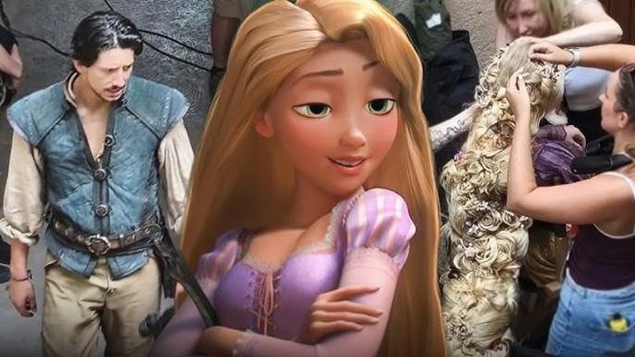 Những hình ảnh đầu tiên từ trường quay Tangled phiên bản live action đã hé lộ tạo hình của Rapunzel và Flynn Rider. Ảnh: X.
