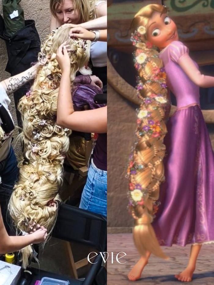 Teagan Croft gây ấn tượng với tạo hình Rapunzel cùng mái tóc vàng đặc trưng được đầu tư công phu cho phiên bản người đóng. Ảnh: X.