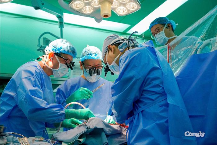 Ê-kíp ghép tim tập trung cao độ trong từng công đoạn nhằm đưa trái tim hiến tiếp tục đập trong lồng ngực người nhận.