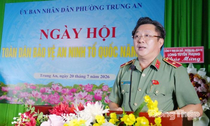Thiếu tướng Lâm Phước Nguyên phát biểu chỉ đạo tại hội nghị.