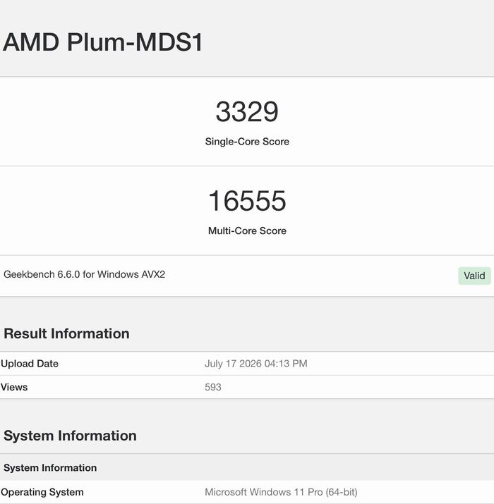 Geekbench 6 scores for the leaked Zen 6 engineering sample.
