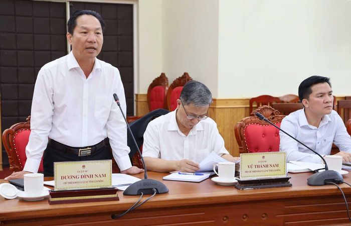 Chủ nhiệm Đoàn Luật sư tỉnh Lâm Đồng Dương Đình Nam phát biểu tại buổi làm việc