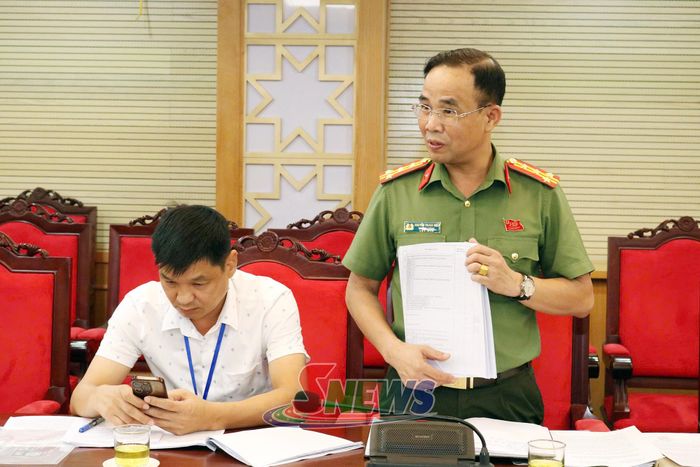Lãnh đạo Công an tỉnh phát biểu tại cuộc làm việc.
