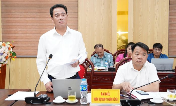 Đại biểu phát biểu tại buổi làm việc.