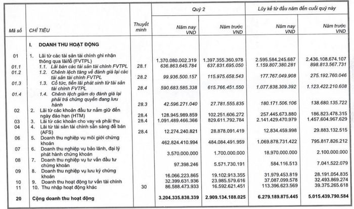 Kết quả kinh doanh quý II và 6 tháng đầu năm của Chứng khoán SSI. Ảnh: SSI.