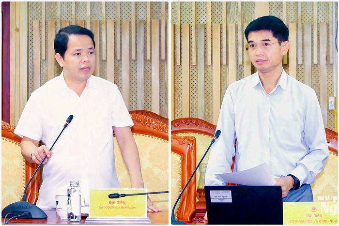 Đại diện Ủy ban MTTQ Việt Nam tỉnh, Sở Khoa học và Công nghệ tỉnh Nghệ An phát biểu