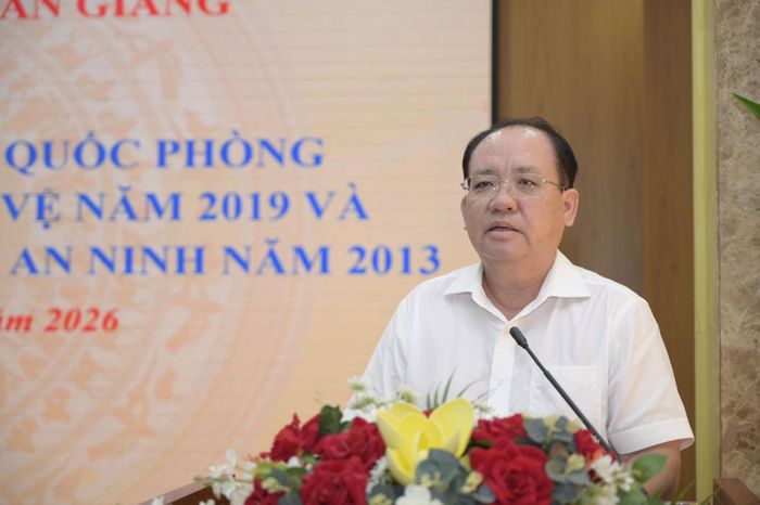 Phó Chủ tịch Thường trực UBND tỉnh An Giang Nguyễn Thanh Phong phát biểu kết luận tại Hội nghị. Ảnh: Phương Vũ
