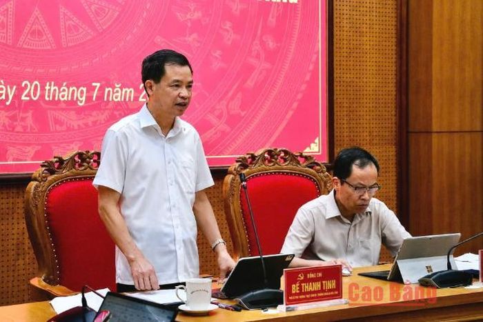 Đồng chí Bế Thanh Tịnh, Phó Bí thư Thường trực Tỉnh ủy, Trưởng Đoàn đại biểu Quốc hội tỉnh phát biểu chỉ đạo cuộc họp.