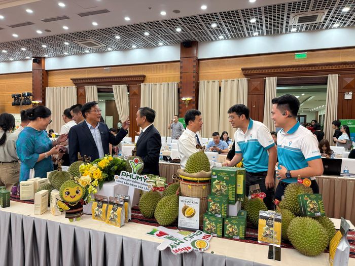 Khách tham quan khu trưng bày sản phẩm tại Họp báo. Ảnh: H.THOAN