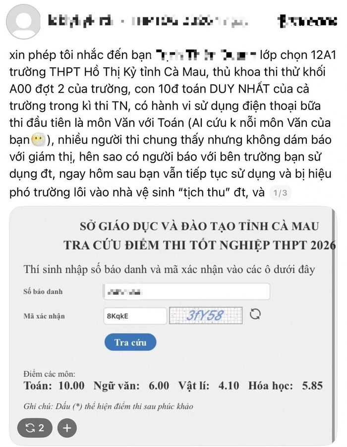 Tài khoản ẩn danh tố cáo vụ việc.